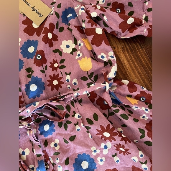 MODCLOTH x PRINCESS HIGHWAY Mauve Floral A-Line Button Down Dress with belt NWT - Picture 5 of 9